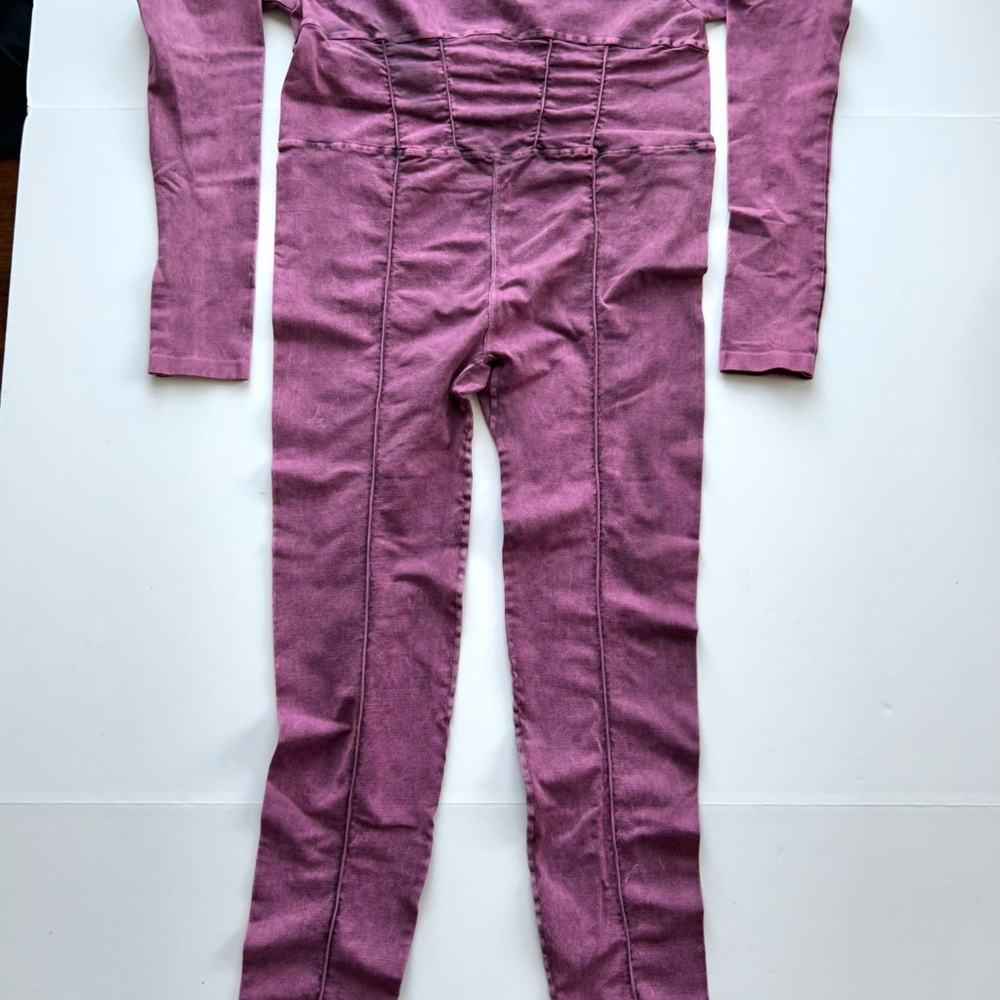 🍂NEW Free People Movement Good Karma Long Sleeve Onesie. Purple Acid Wash. M/L - Picture 7 of 16